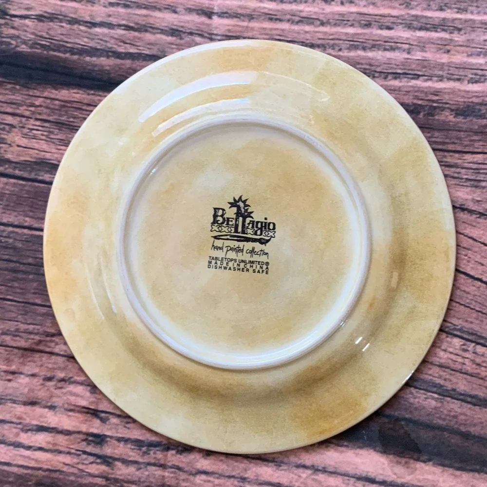 4 Tabletops Unlimited BELLAGIO Salad Lunch Plates Palm Tree 8.5